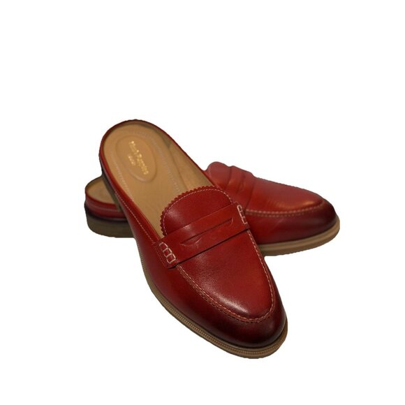 Hush Puppies Shoes - Hush Puppies Women’s Red Leather Slip On Mules Bailey Penny Shoe Size 8 Comfort